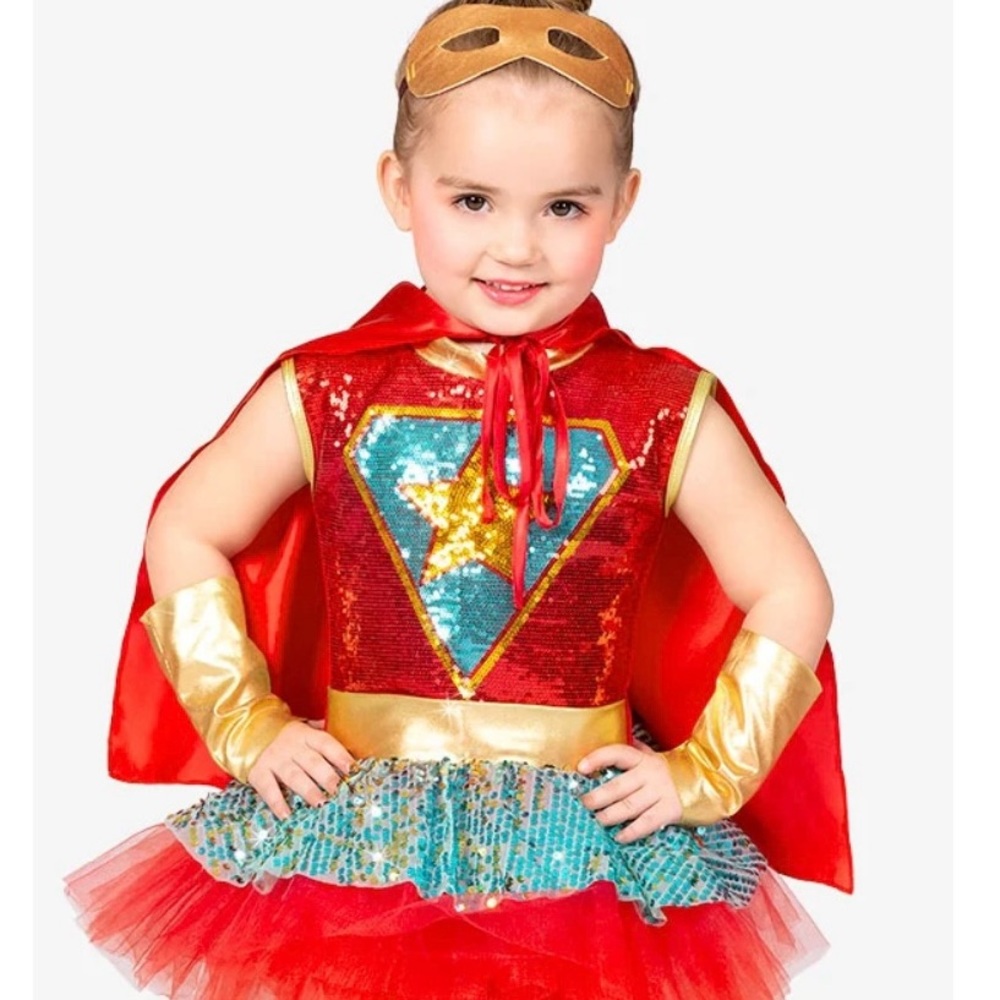 Girls "Wonderful" Superhero Sequin 4-Piece Costume Set